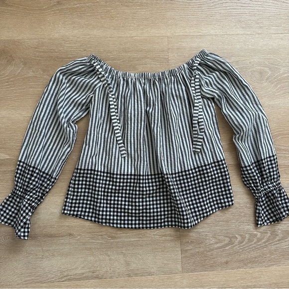 Express Off the shoulder‎ Gingham Top XS - Picture 1 of 6